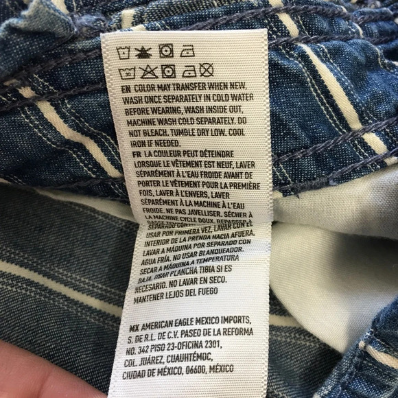 American Eagle Striped Paperbag Denim Shorts Size 6 - Picture 6 of 9